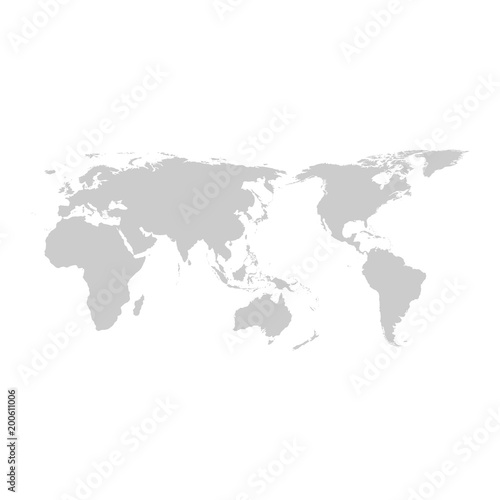 Grey world map vector flat design.