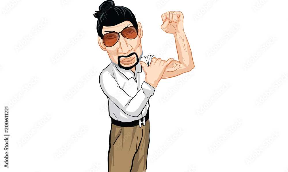 sticker line, Man action cartoon vector sticker line, Man action cartoon vector