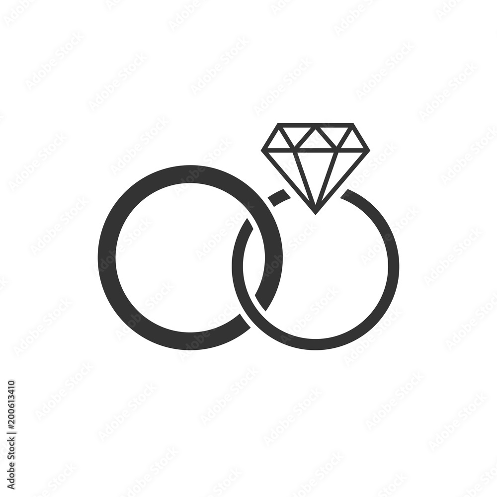 Engagement ring with diamond vector icon in flat style. Wedding jewelery ring illustration on white isolated background. Romance relationship concept. Engagement ring with diamond vector icon in flat style. Wedding jewelery ring illustration on white isolated background. Romance relationship concept.