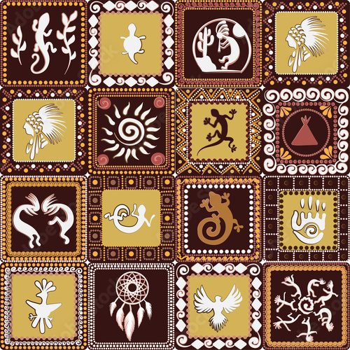 pattern with imitation of elements of rock art