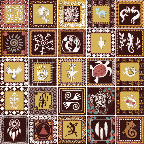 pattern with imitation of elements of rock art