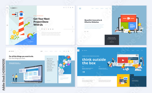 Set of creative website template designs. Vector illustration concepts for website and mobile website design and development. Easy to edit and customize.