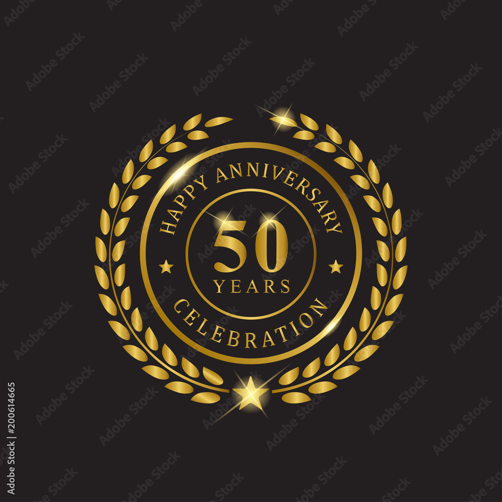 Gold wreath anniversary fifty years celebration. Gold wreath anniversary fifty years celebration.