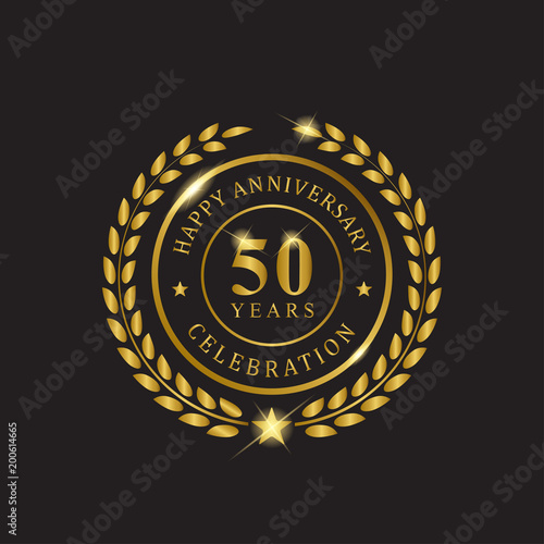 Gold wreath anniversary fifty years celebration.
