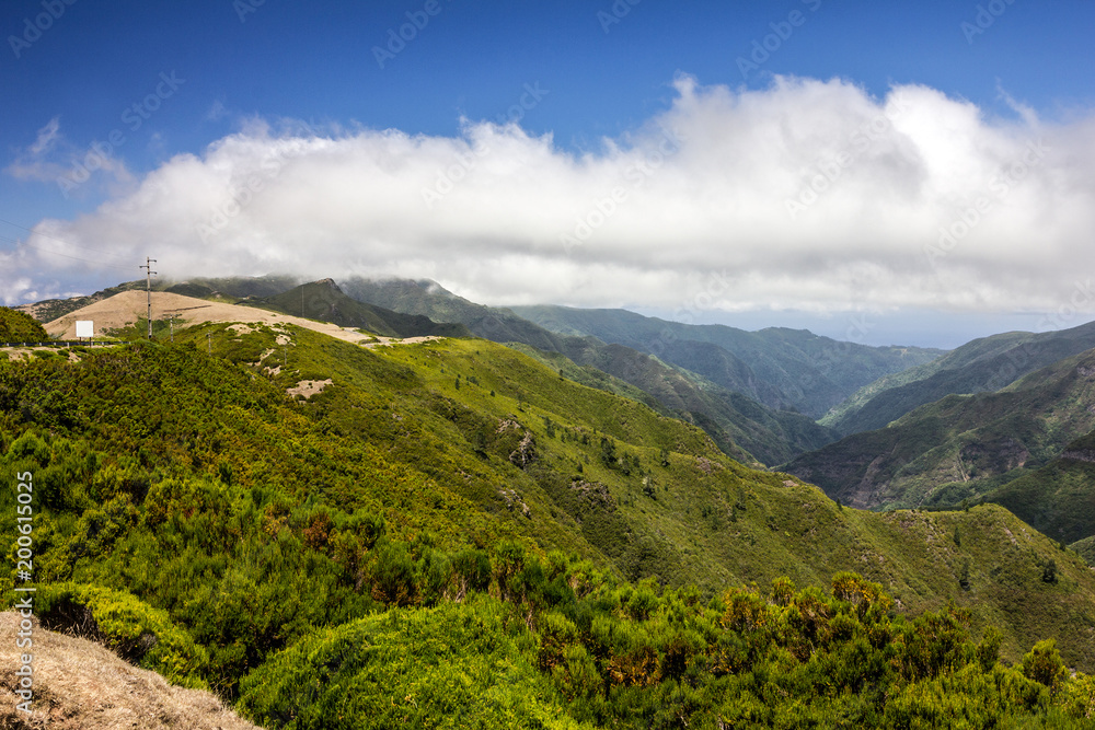 Portugal green hiils, Madeira island mountain landscape view Portugal green hiils, Madeira island mountain landscape view