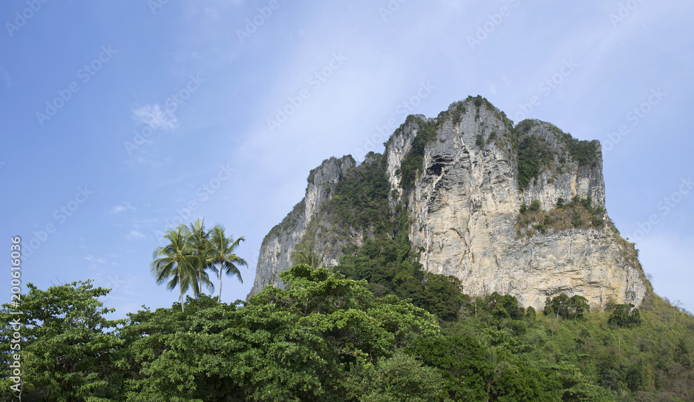 Limestone cliff on a Railey beach, Krabi in Thailand