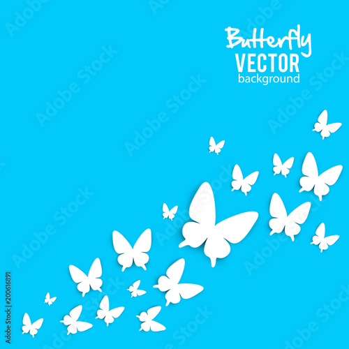 Beautiful background with white paper butterfly