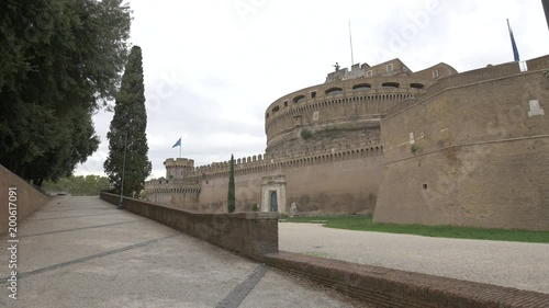 Fortress walls as seen from Adriano Park in Rome photo