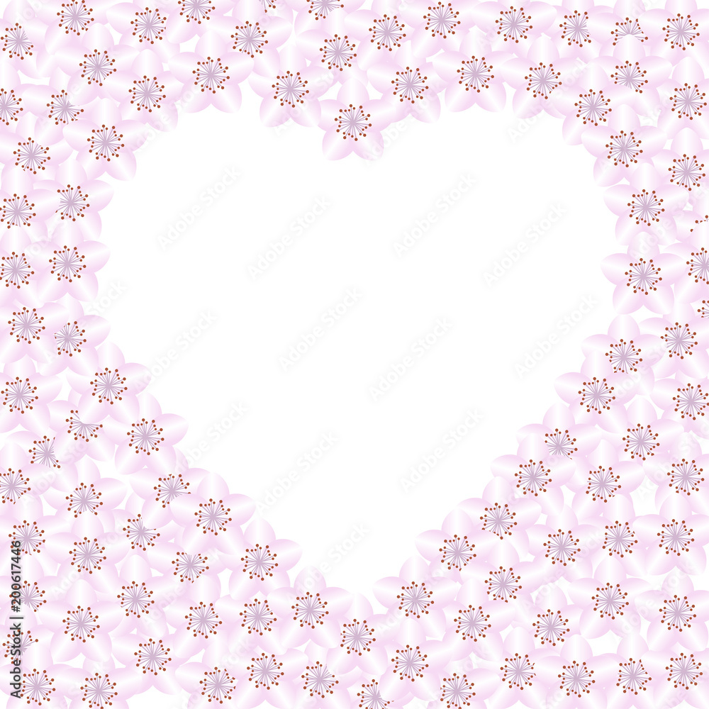 Frame cherry blossom heart, vector