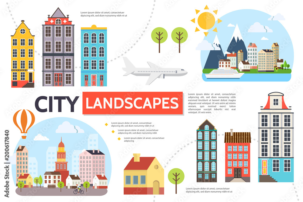 Flat Cityscape Infographic Template