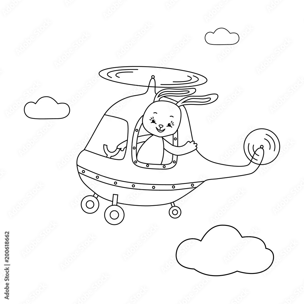 Plakat Królik w helikopterze.