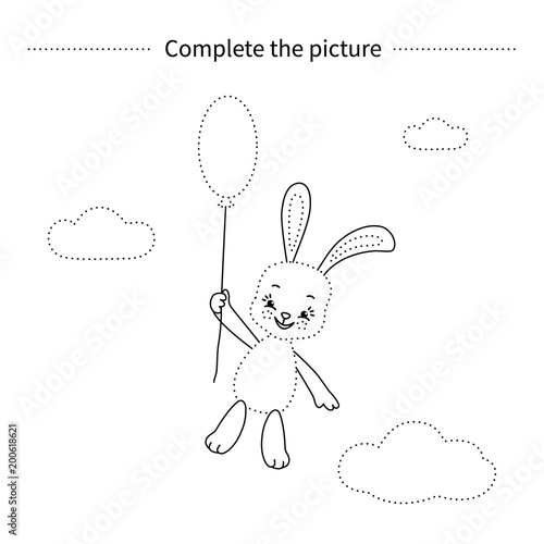 Cute bunny with balloon.