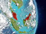 Orbit view of Malaysia in red