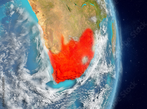 Orbit view of South Africa in red