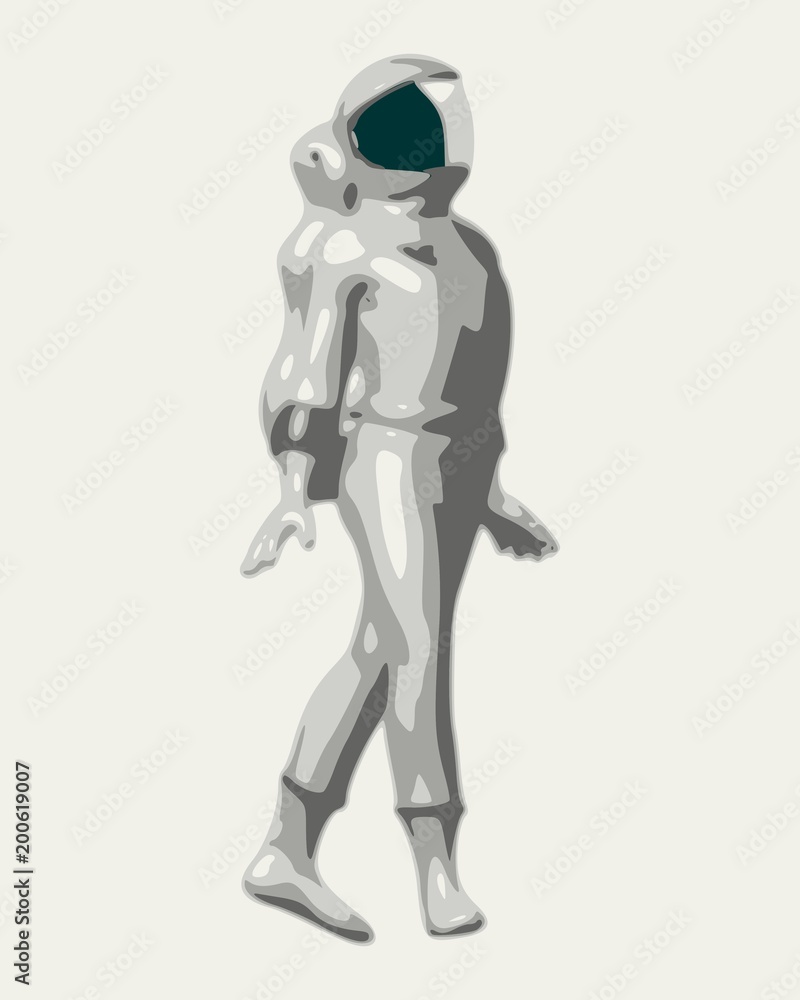 Astronaut in spacesuit. Monochrome silhouette. Fantastic person