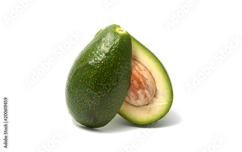 Avocado green fruit exotic isolated in the white