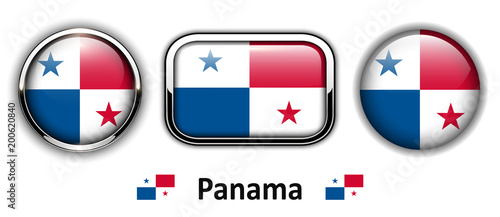 Free Download Panama flag buttons, 3d shiny vector icons. - GFXLoad