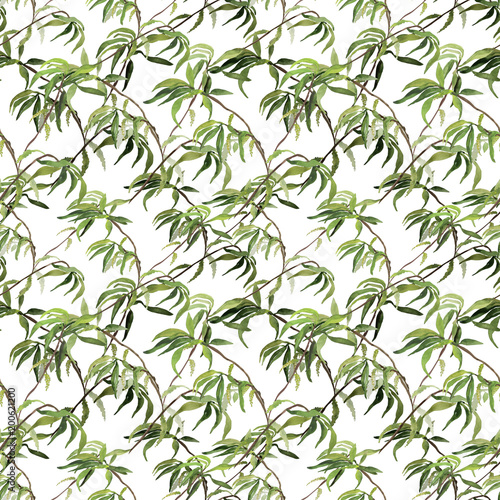 Watercolor seamless pattern of autumn leaves