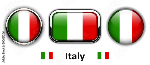 Italy flag buttons, 3d shin...