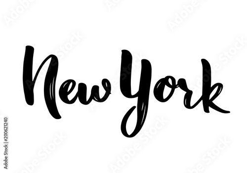 New York hand-lettering calligraphy. Hand drawn brush calligraphy. City lettering design. Vector illustration.