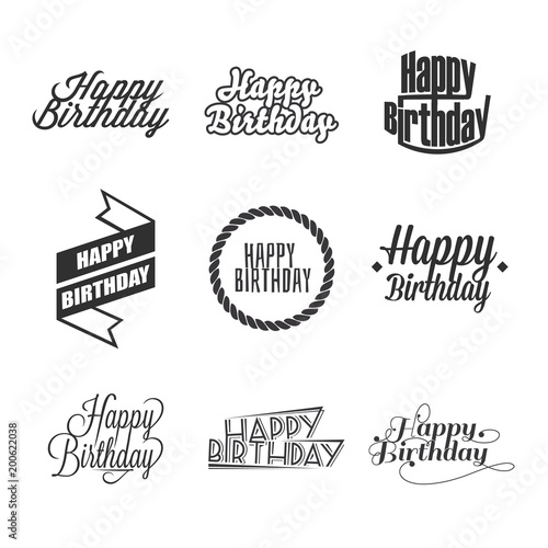 Set of Happy Birthday's lettering. © dobrograph