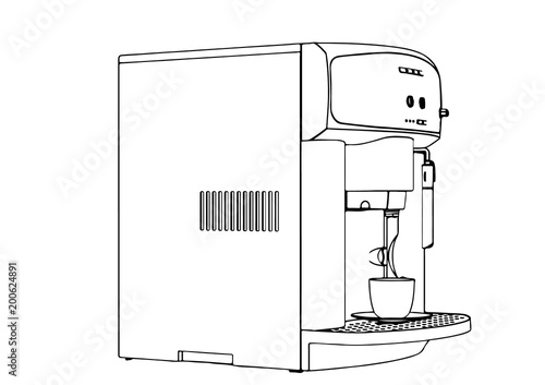 sketch of a coffee machine vector