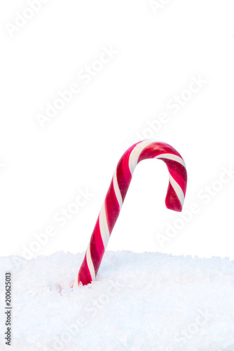 Candy cane in snow photo