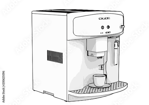 sketch of a coffee machine vector