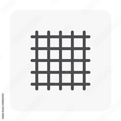 Welded wire mesh or weldmesh metal steel vector icon. That cross wire with spacing by electric fusion welded or prefabricated joined grid. That construction material for reinforcing concrete slab.