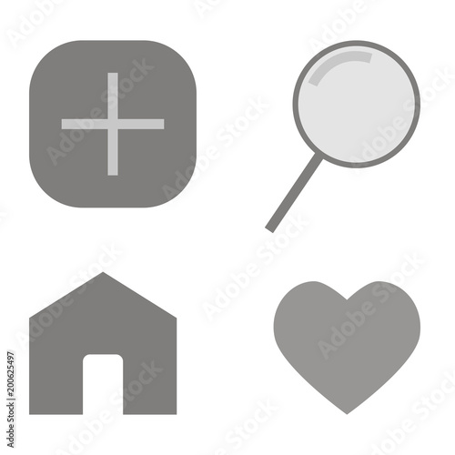 social media icons. Like icon, search icon, add button icon, homepage icon