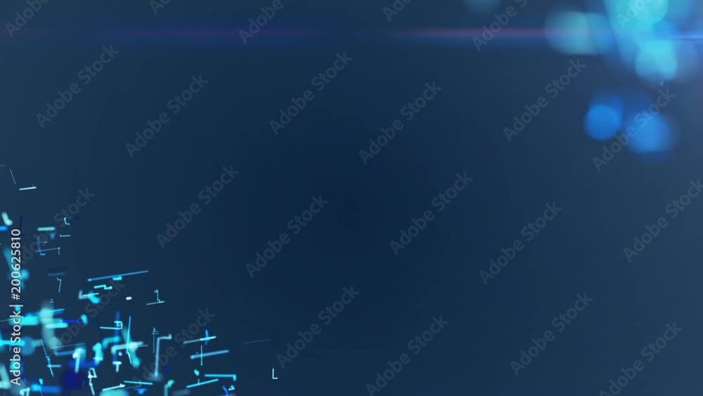 Blue connections. Growing strands of optical fibers. Dark blue background. Depth of field. Cinematographic business background. Blue connections. Growing strands of optical fibers. Dark blue background. Depth of field. Cinematographic business background.