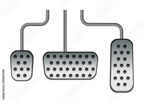 Car pedals. Gas, clutch and brake. Vector illustration Speed control