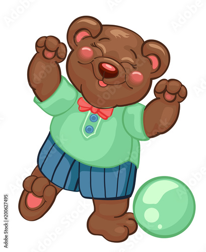 Cute little bear cartoon hand drawn vector illustration. Can be used for baby t-shirt print, fashion print design, kids wear, baby shower celebration greeting and invitation card.