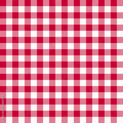 Gingham seamless red pattern. Tablecloths texture, plaid background. Typography graphics for shirt, clothes. Vector.