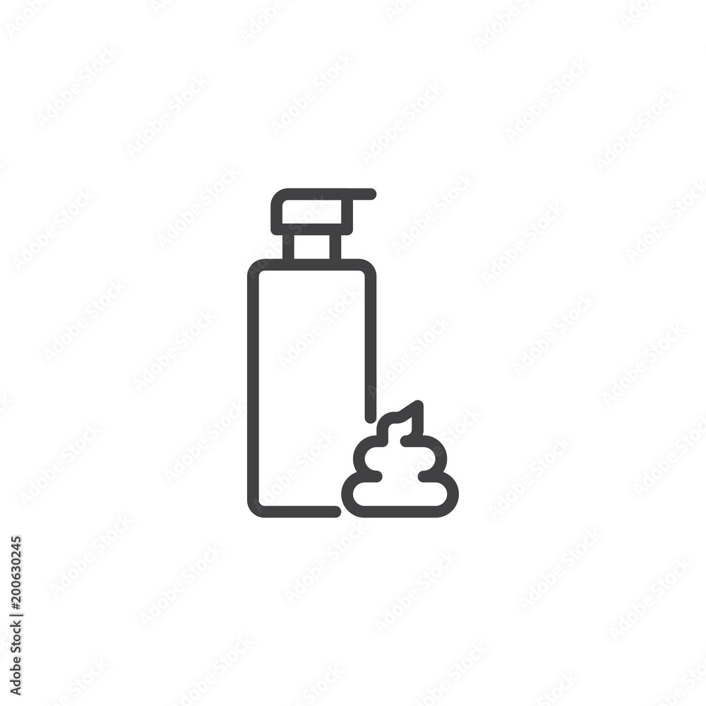 Shaving foam bottle outline icon. linear style sign for mobile concept and web design. Cream after shaving simple line vector icon. Symbol, logo illustration. Pixel perfect vector graphics Shaving foam bottle outline icon. linear style sign for mobile concept and web design. Cream after shaving simple line vector icon. Symbol, logo illustration. Pixel perfect vector graphics