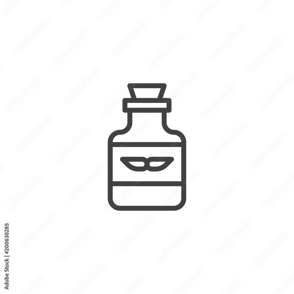 Mustache care bottle outline icon. linear style sign for mobile concept and web design. Barbershop simple line vector icon. Symbol, logo illustration. Pixel perfect vector graphics Mustache care bottle outline icon. linear style sign for mobile concept and web design. Barbershop simple line vector icon. Symbol, logo illustration. Pixel perfect vector graphics