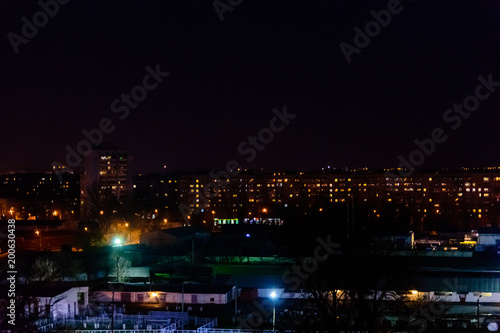 View on the midnight city Kremenchug, Ukraine