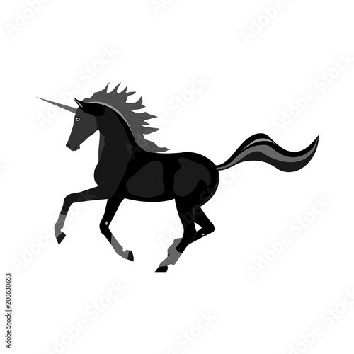 Unicorn black-headed on a white background  realistic vector illustration.