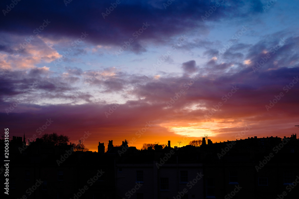 Naklejka premium sunset over a british skyline