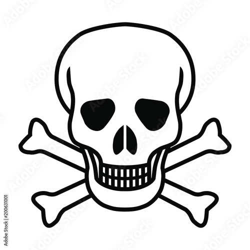 Mortal symbol skull and bones isolated on white background. Abstract sign vector illustration 