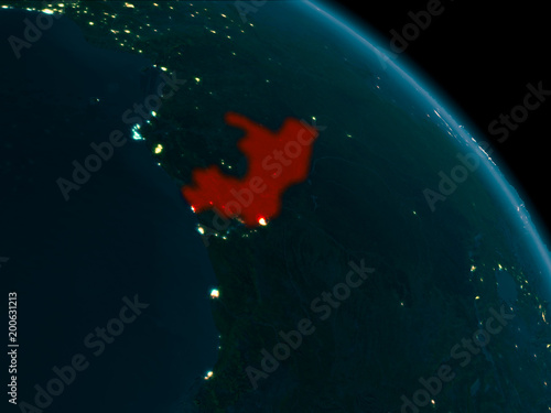 Night view of Congo on Earth