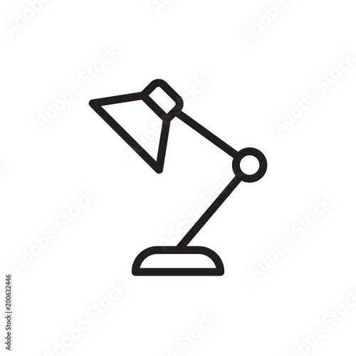 eading lamp, table lamp outline vector icon