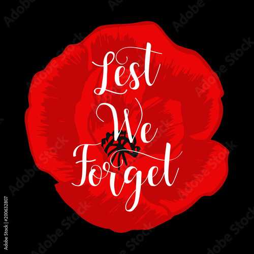 Lest we forget lettering. lettering. vector illustration