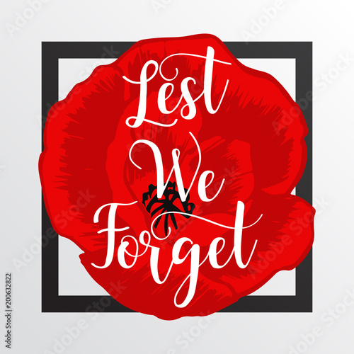 Lest we forget lettering. lettering. vector illustration