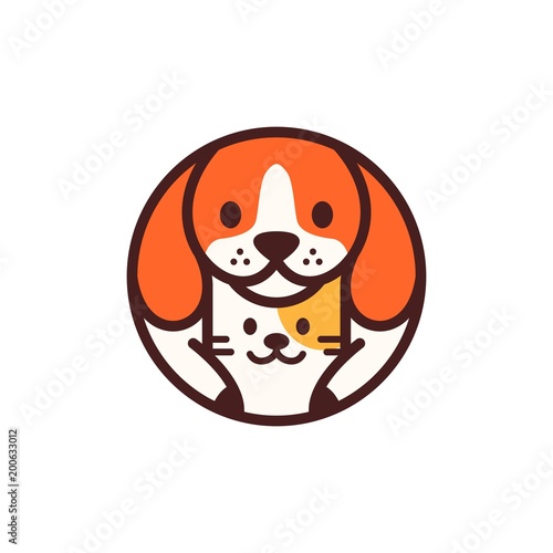 dog cat pet circle round cartoon logo vector icon