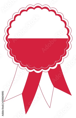 Emblem oder Banner in den originalen Nationalfarben weiß und rot von Polen geeignet für Siegerehrungen oder Feierlichkeiten auf einem isolierten weißen Hintergrund als Vektor