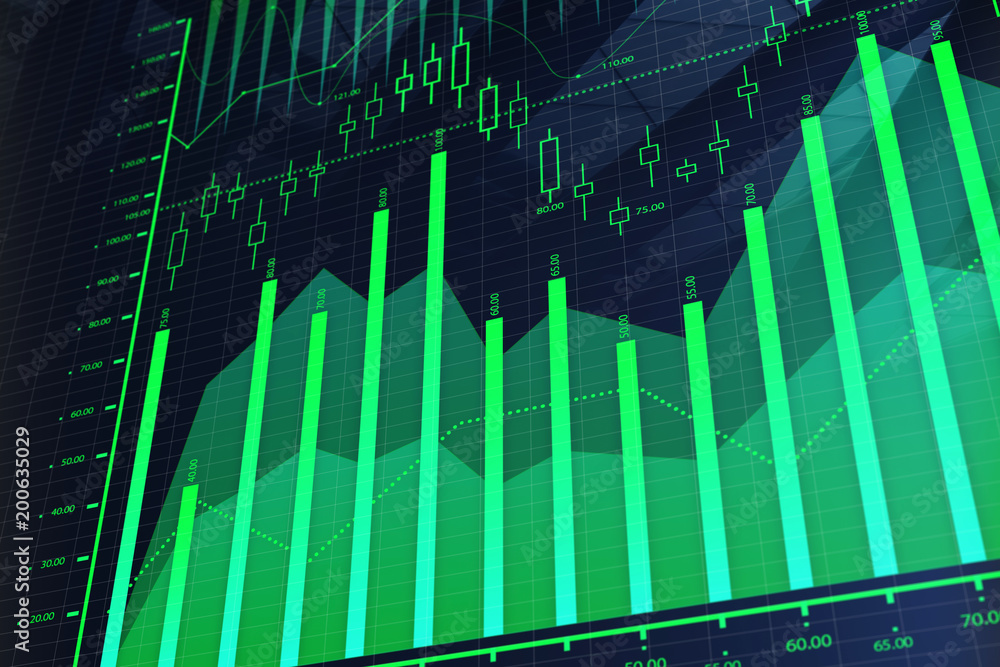 Naklejka premium Stock, analysis and finance concept