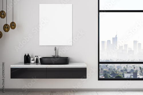 Modern bathroom with empty poster