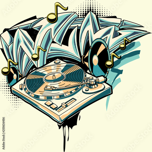 Music design - turntable and graffiti arrows