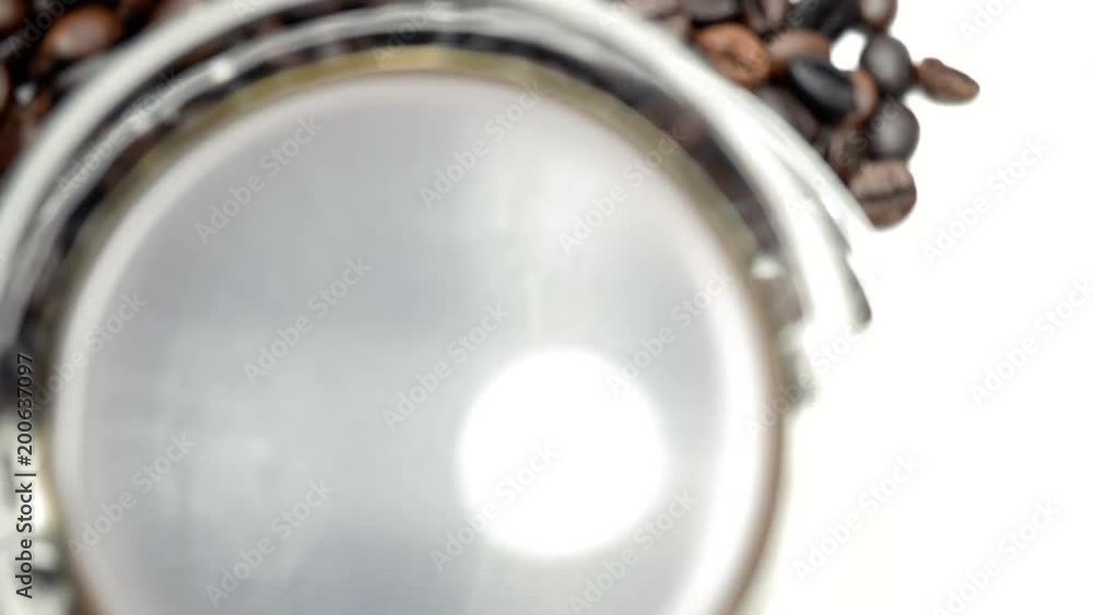 Coffee cup and coffee beans. On the rotating. 4K Coffee cup and coffee beans. On the rotating. 4K